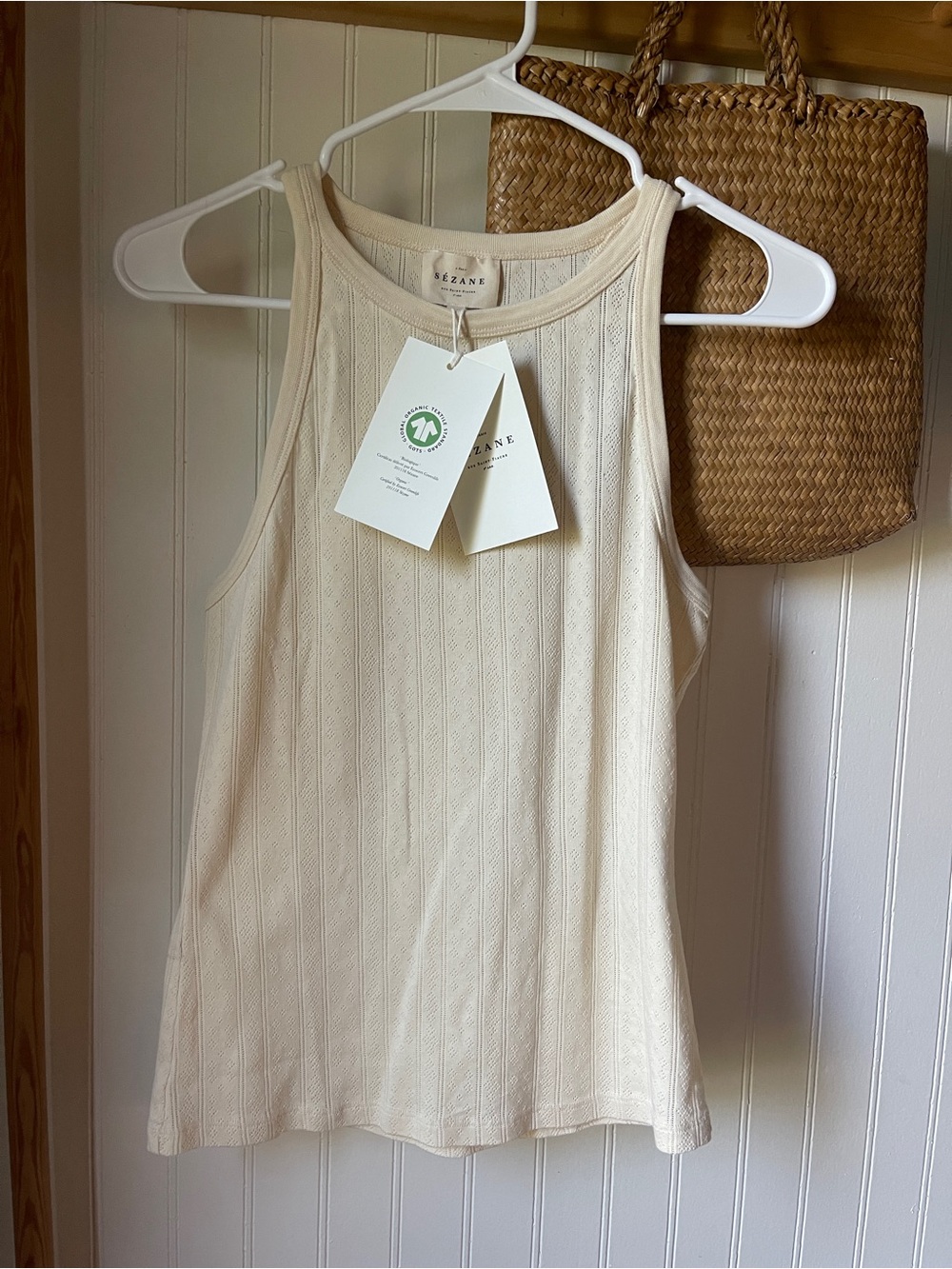 Sézane Cream Pointelle Marcelo Tank Top - Picture 2 of 2